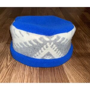Ashfield Collection Blue Fleece Southwestern Horse Pattern Pillbox Hat‎ Winter